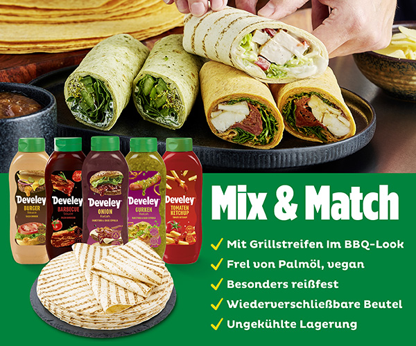 Develey Foodservice 875ml Saucen + Tortillas Webbanner 600x500 LO1